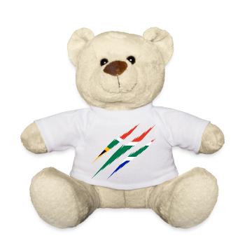 Südafrika Flagge Kratzer Krallen Cut Kratzen Riss - Teddy - Weiß - Vorne