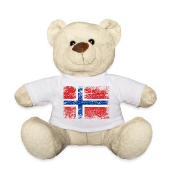 Norway flag vintage country outline Oslo EU Odin - Teddy Bear - white - Front
