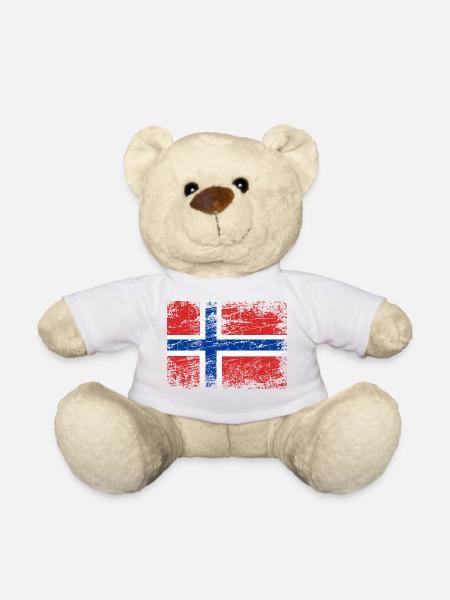 Norwegen Flagge Vintage Länderumriss Oslo EU Odin - Teddy - Weiß