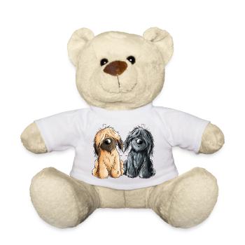Briard Duo - Schwarz - Fauve - Hund - Geschenk - Teddy - Weiß - Vorne