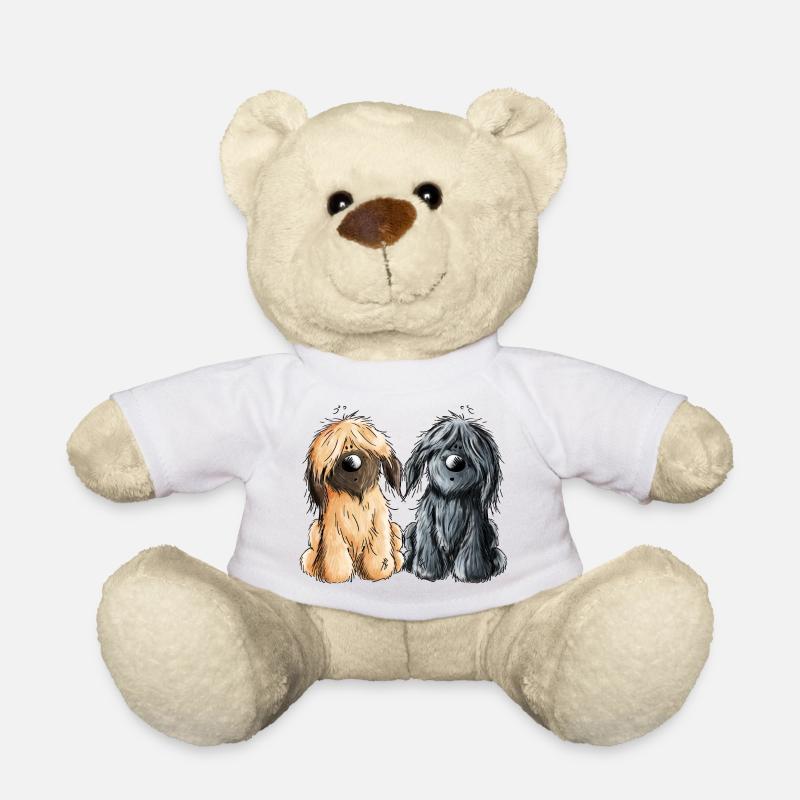 Briard Duo - Schwarz - Fauve - Hund - Geschenk - Teddy - Weiß