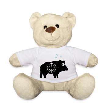 Wildschwein mit Angstschweiß und Fadenkreuz - Teddy - Weiß - Vorne