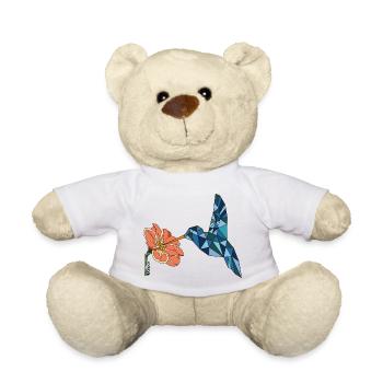 BIRD WITH FLOWER - Teddy Bear - white - Front