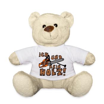 Motorsäge , Kaminholz , Old School Brennholz (25) - Teddy - Weiß - Vorne
