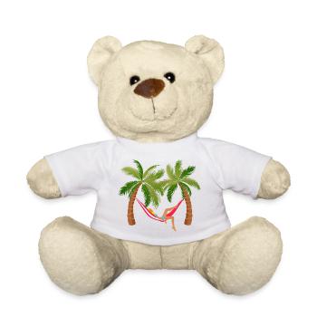 fille hamac vacances palmier dormir dort sieste hu - Nounours - blanc - Devant