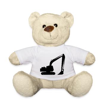 Silhouette with a shovel, backhoe - Teddy Bear - white - Front