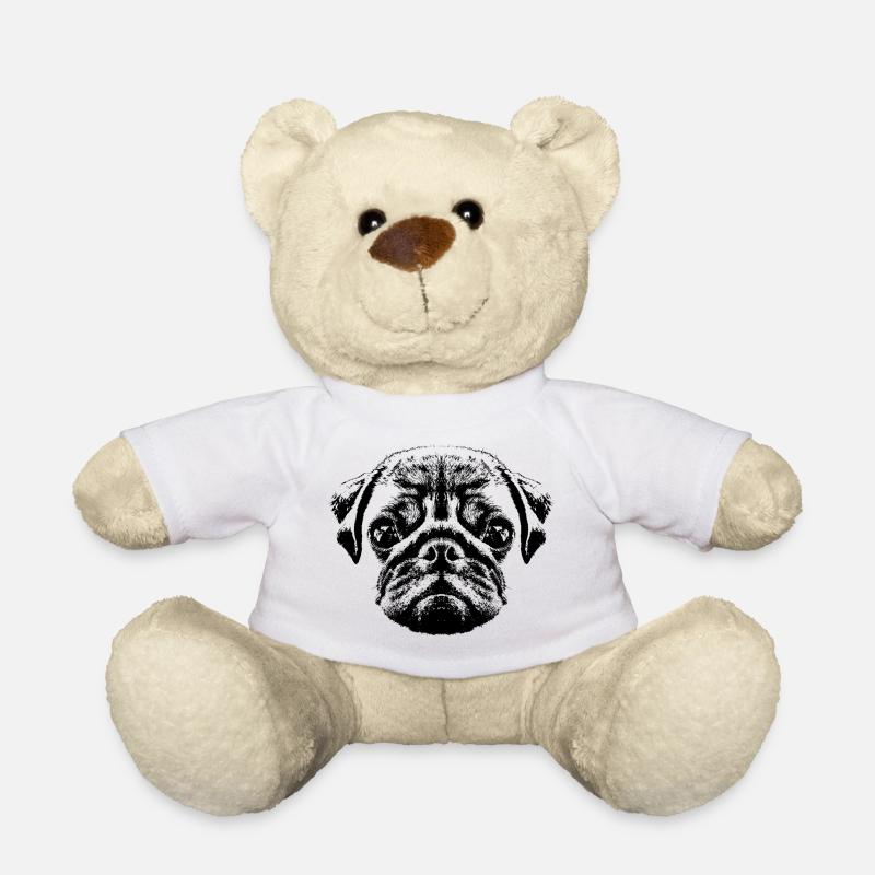 Mopswelpe / Mops Baby / Pug face - Teddy - Weiß