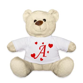 Lettre A avec des coeurs - Nounours - blanc - Devant