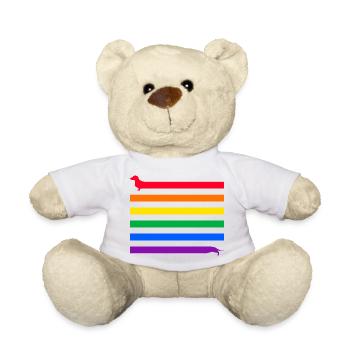 lgbt dachshund rainbow aesthetic gay pride colorful - Teddy Bear - white - Front