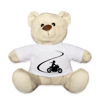 Biker in curve chopper motorcyclist cruiser - Teddy Bear - white - Front