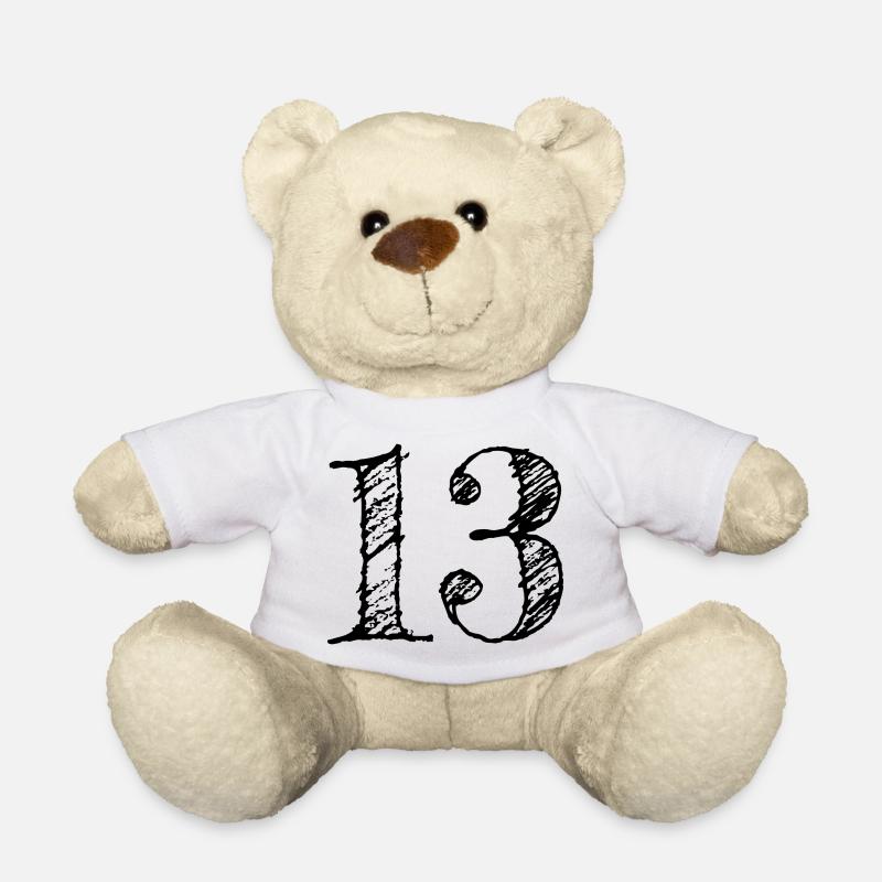Abbildung 13 13 - Nummer 13 (hand-drawn) - Teddy - Weiß