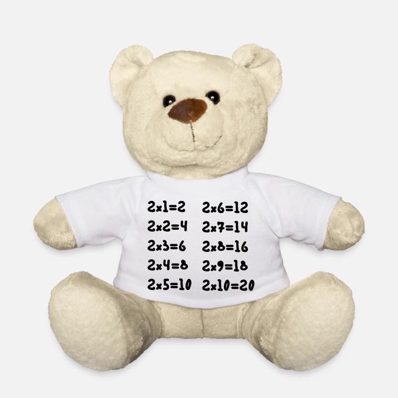 Table de multiplication deux - Nounours - blanc
