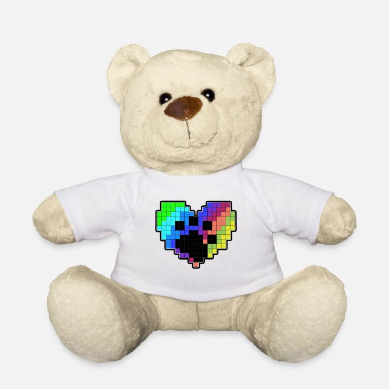 Pixel Heart With A Paw - Teddy Bear - white