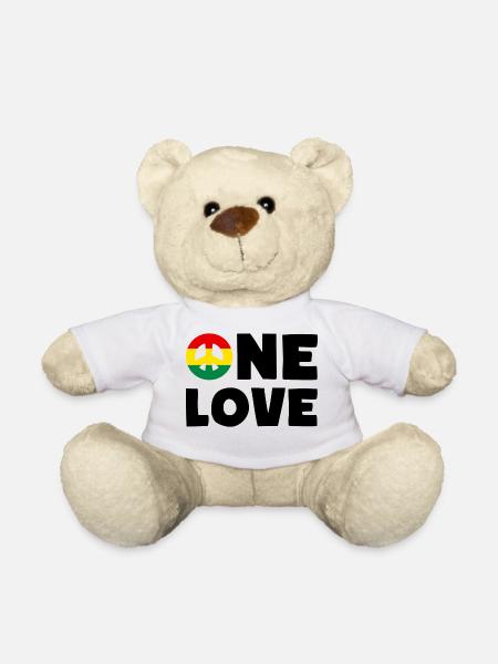 ONE LOVE Peace Jamaica Reggae Rastafari - Nounours - blanc