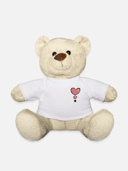 Heart Heart - Teddy Bear - white