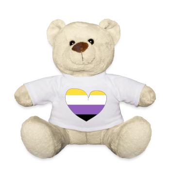 Coeur non-binaire - Nounours - blanc - Devant