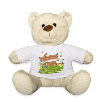 schöne Sitzbank am Waldrand lädt zum verweilen ein - Teddy - Weiß - Vorne