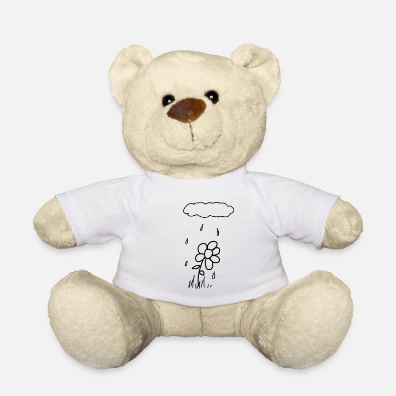 Fleurs Pluie - Nounours - blanc
