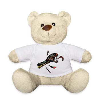 snake vipere tongue tattoo old school tattoo - Teddy Bear - white - Front