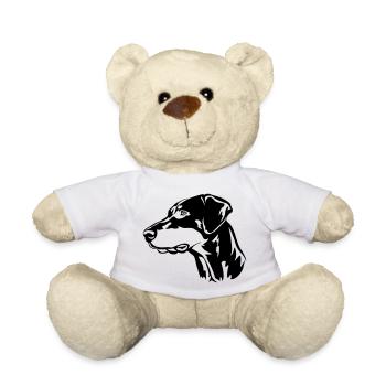 Doberman Head - Teddy Bear - white - Front
