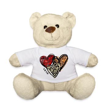 Leopard Hearts Trio - Teddy Bear - white - Front