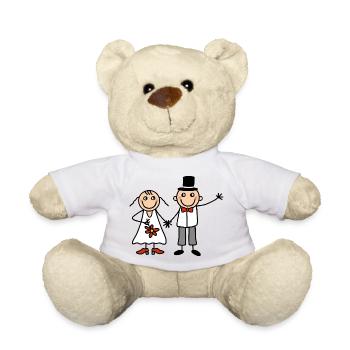 Bridal couple - married bride and groom - Teddy Bear - white - Front