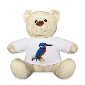 Conception d’oiseaux martin-pêcheurs : cadeau de pêche à la nature - Nounours - blanc - Devant