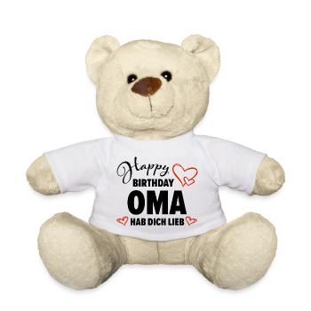 Happy Birthday Oma Hab dich lieb Baby Geschenk - Teddy - Weiß - Vorne