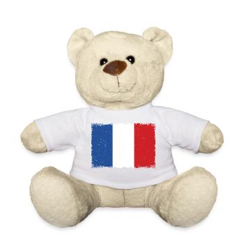 Drapeau France Grunge - Nounours - blanc - Devant