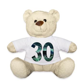 Numéro 30 - 30e anniversaire - Trentenaire - Nounours - blanc - Devant