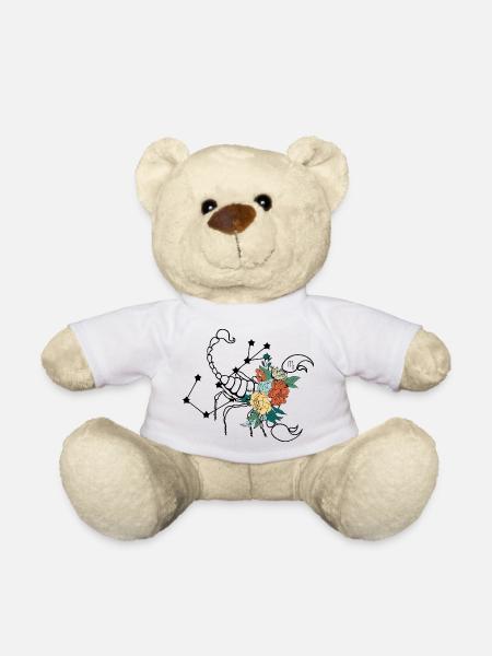 Zodiac Flower Retro - Teddy Bear - white