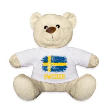 Sweden Brush Flag Graphic - Teddy Bear - white - Front