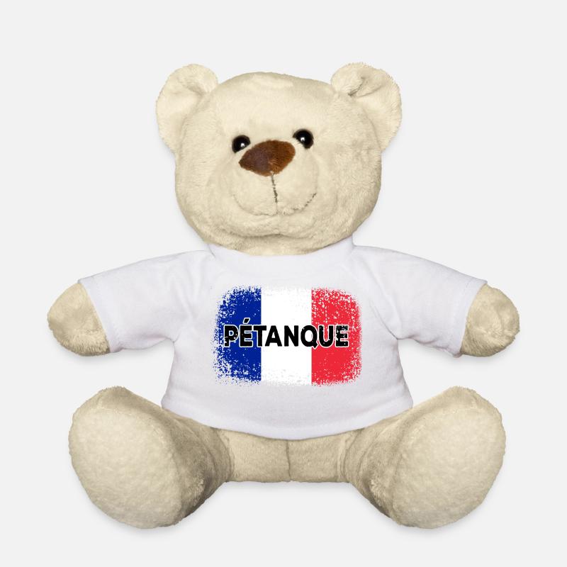 Petanque French Flag Boule Player Flag - Teddy Bear - white
