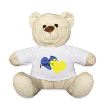 Hearts blue and yellow - Teddy Bear - white - Front