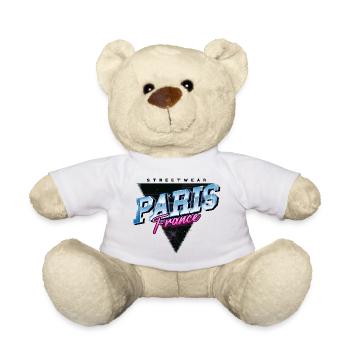 Paris France City Skyline Vintage Retro - Teddy Bear - white - Front