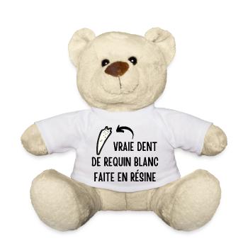 vraie dent de requin blanc faite en résine - Nounours - blanc - Devant