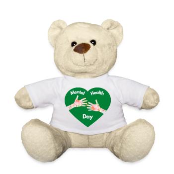 T-Shirt World Mental Health Day Gift Heart Green - Teddy Bear - white - Front