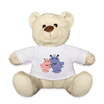 nilpferd hippo freunde familie geschwister baby - Teddy - Weiß - Vorne