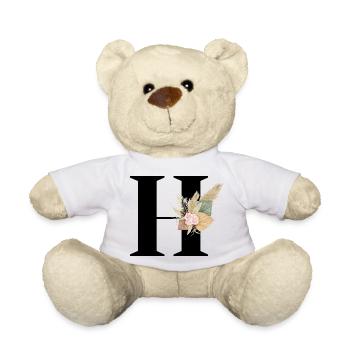 lettre H fleuris - Nounours - blanc - Devant