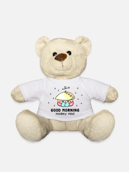 "Monkey mind" Achtsamkeit, cooler, lustiger Spruch - Teddy - Weiß