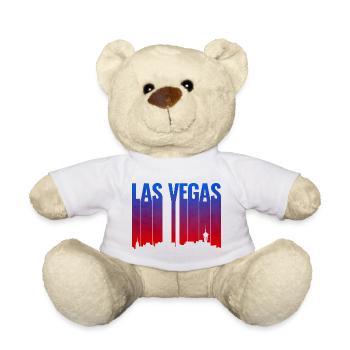 Las Vegas Gradient Skyline Silhouette - Teddy Bear - white - Front