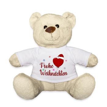 Frohe Weihnachten Herz - Teddy - Weiß - Vorne