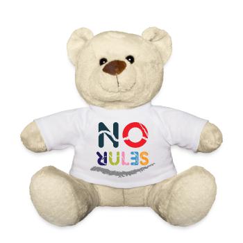 Colored No Rules sign - Teddy Bear - white - Front