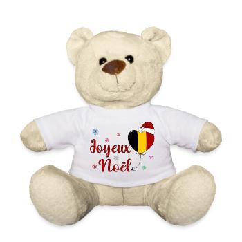 Joyeux Noel Weihnachten Belgien Flagge - Teddy - Weiß - Vorne