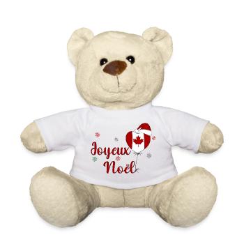 Joyeux Noel Canada Flag Heart - Nounours - blanc - Devant