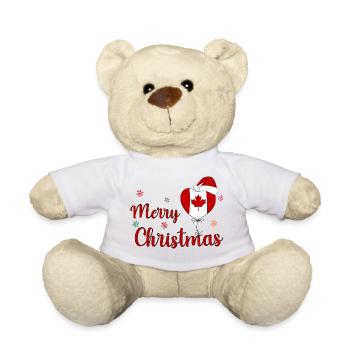 Joyoux Noël Drapeau Canada Coeur - Nounours - blanc - Devant