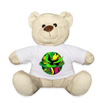 Frieden Taube Welt Planet Blume PopArt - Teddy - Weiß - Vorne