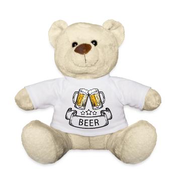 Beer Beer Wine Vino Party - Teddy Bear - white - Front