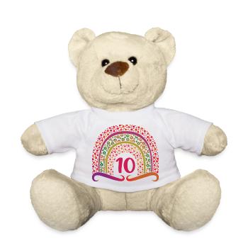 10 ans 10th Birthday Kids Girl Cute Rainbow - Nounours - blanc - Devant