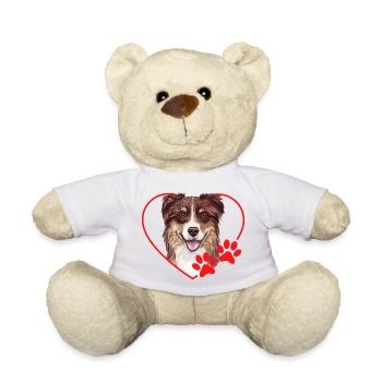 Australian Shepherd im Herzen - Teddy - Weiß - Vorne